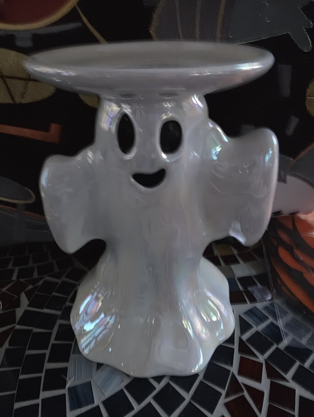 Bath And Body Works Iridescent White Ghost Pedestal Accent -
